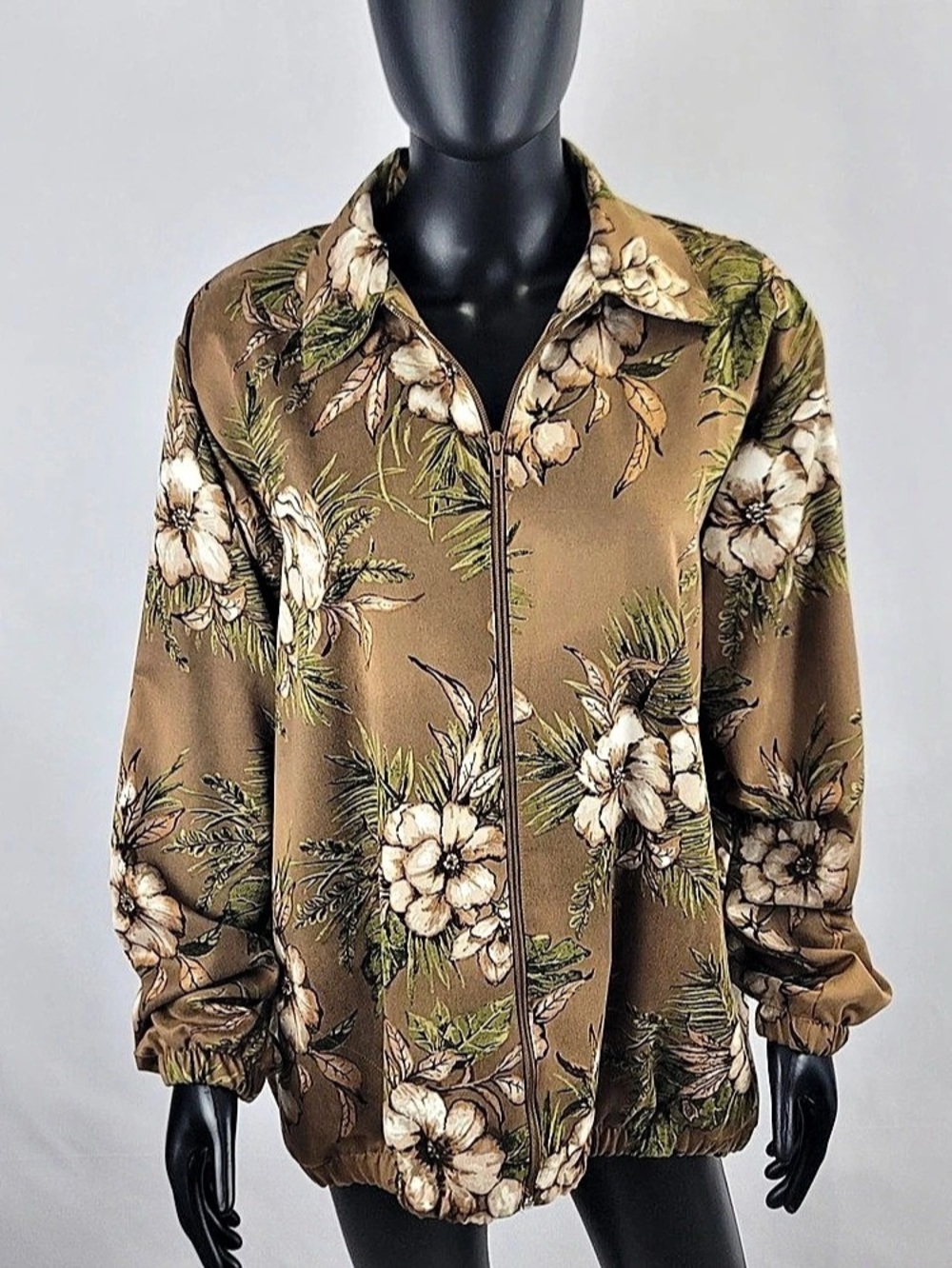 BonWorth Floral Bomber Jacket in Brown & Green Size Medium